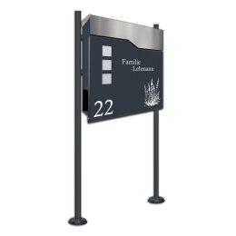 Standbriefkasten ANTHRAZIT GRAU RAL 7016 mit Beschriftung...