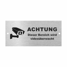 Edelstahl Hinweisschild Achtung videoüberwachung 80 x 35 mm