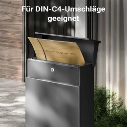 Standbriefkasten mit Zeitungsrolle aus Stahl Anthrazit RAL 7016